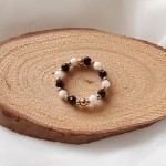 Pierścionek elastyczny, Spinel i Kamień księżycowy (pozłacany)