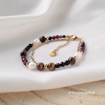 Bransoletka turmalin, onyks, spinel, granat, tygrysie oko, perła